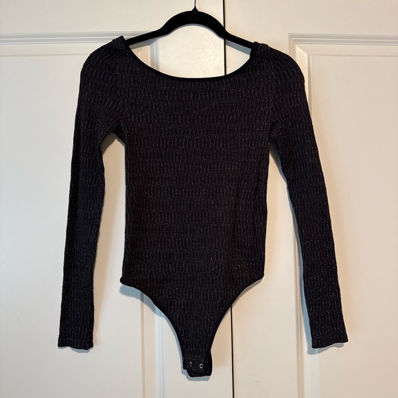 Free People Tops - Intimately Free People Black Gold Long Sleeve Bodysuit size XS/S
